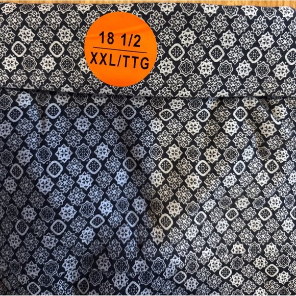 English Laundry Dress Shirt Men XXL Long Sleeve Button Down Geometric Navy White - Picture 8 of 9